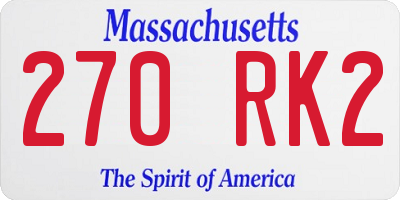 MA license plate 270RK2