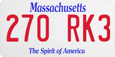 MA license plate 270RK3