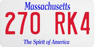 MA license plate 270RK4