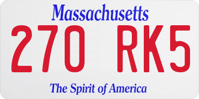 MA license plate 270RK5