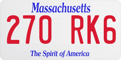MA license plate 270RK6