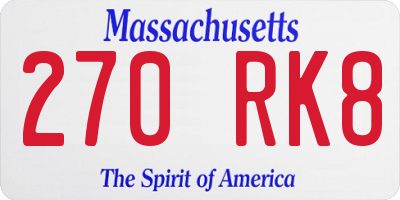 MA license plate 270RK8