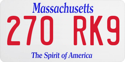 MA license plate 270RK9