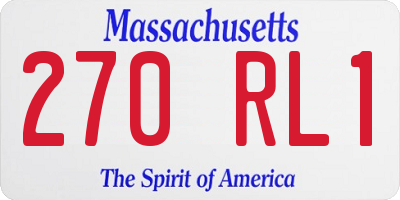 MA license plate 270RL1