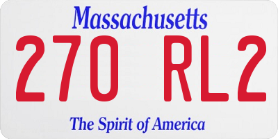 MA license plate 270RL2