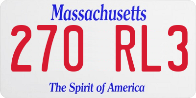 MA license plate 270RL3