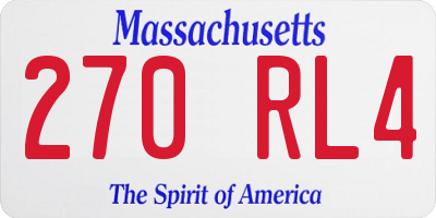 MA license plate 270RL4