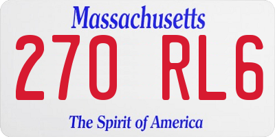 MA license plate 270RL6