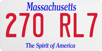 MA license plate 270RL7