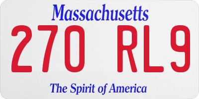 MA license plate 270RL9