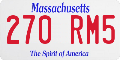 MA license plate 270RM5