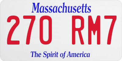 MA license plate 270RM7
