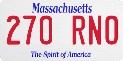 MA license plate 270RN0