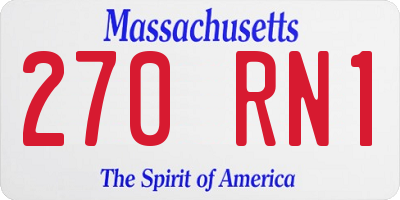 MA license plate 270RN1