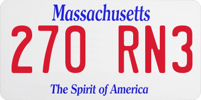 MA license plate 270RN3