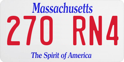 MA license plate 270RN4