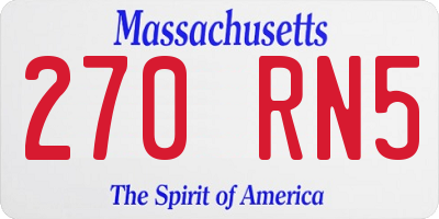 MA license plate 270RN5