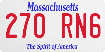 MA license plate 270RN6