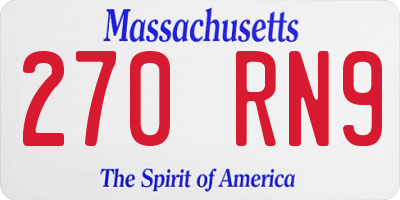 MA license plate 270RN9