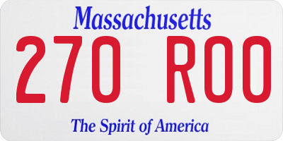 MA license plate 270RO0