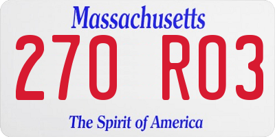 MA license plate 270RO3