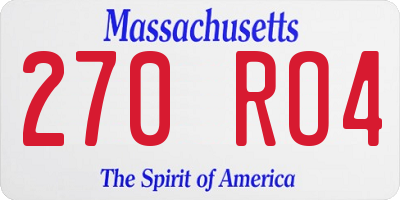 MA license plate 270RO4