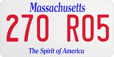 MA license plate 270RO5