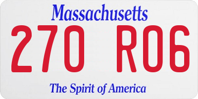 MA license plate 270RO6
