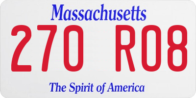 MA license plate 270RO8