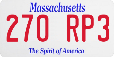 MA license plate 270RP3
