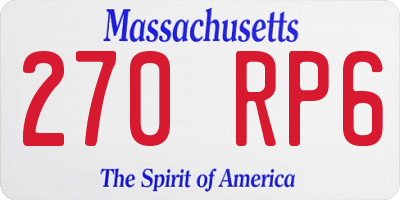 MA license plate 270RP6