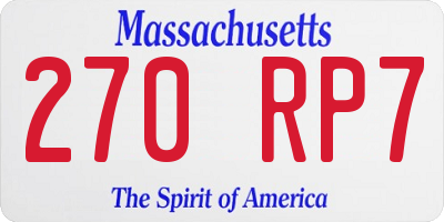 MA license plate 270RP7