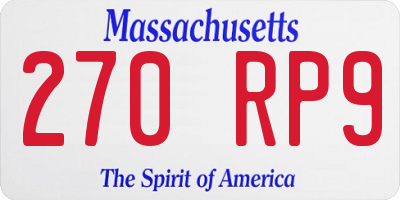MA license plate 270RP9