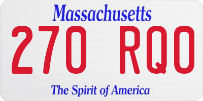 MA license plate 270RQ0