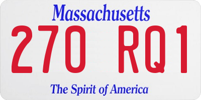 MA license plate 270RQ1