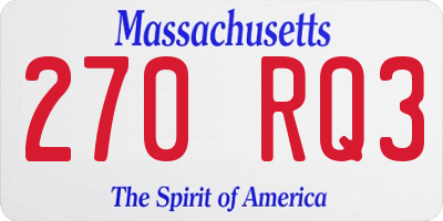 MA license plate 270RQ3