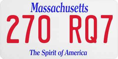 MA license plate 270RQ7