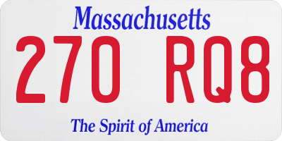 MA license plate 270RQ8