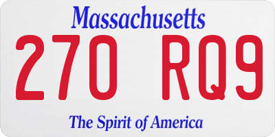 MA license plate 270RQ9