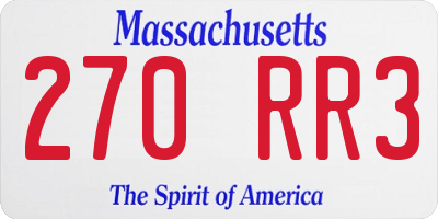 MA license plate 270RR3