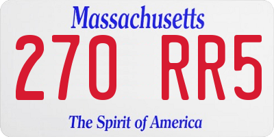 MA license plate 270RR5