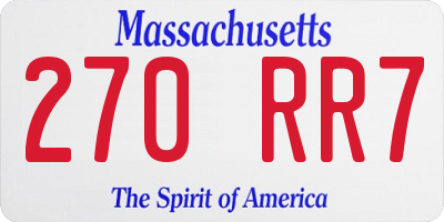 MA license plate 270RR7