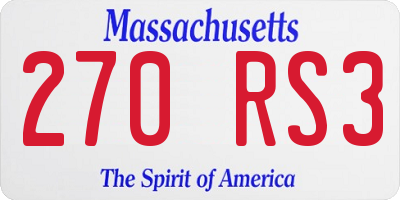 MA license plate 270RS3