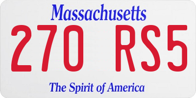MA license plate 270RS5