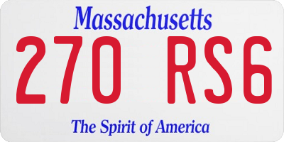 MA license plate 270RS6