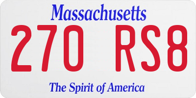 MA license plate 270RS8