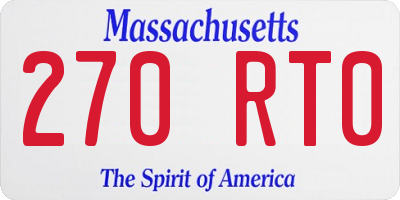 MA license plate 270RT0