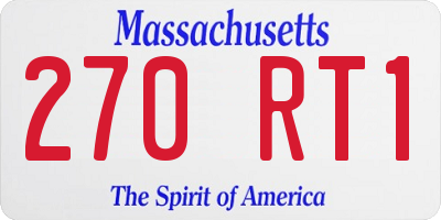 MA license plate 270RT1