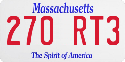 MA license plate 270RT3