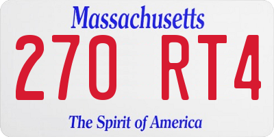MA license plate 270RT4